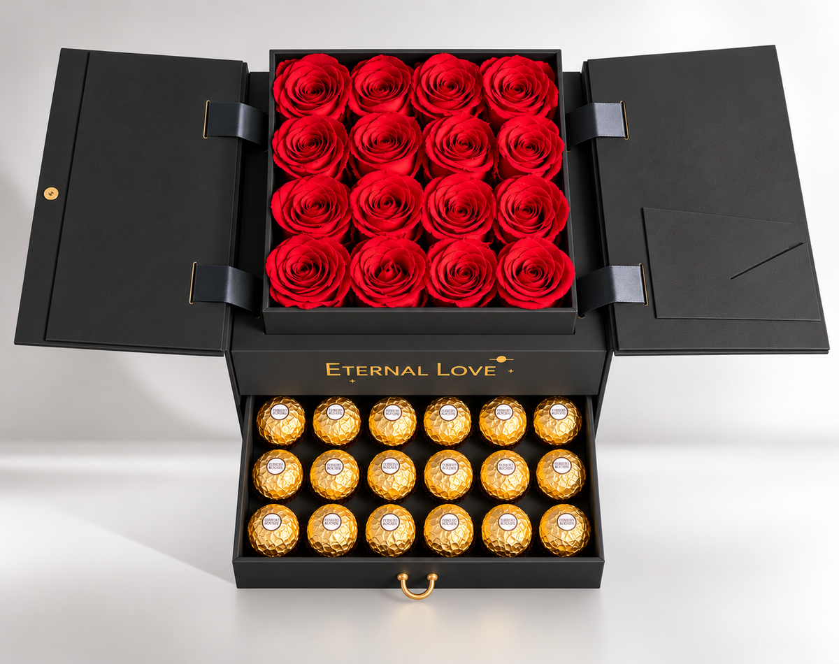 Eternal Love – Roses & Chocolate Luxury Box - forever roses store