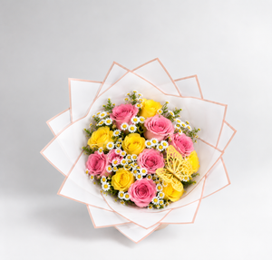 Pink & Sunshine Bouquet - forever roses store 