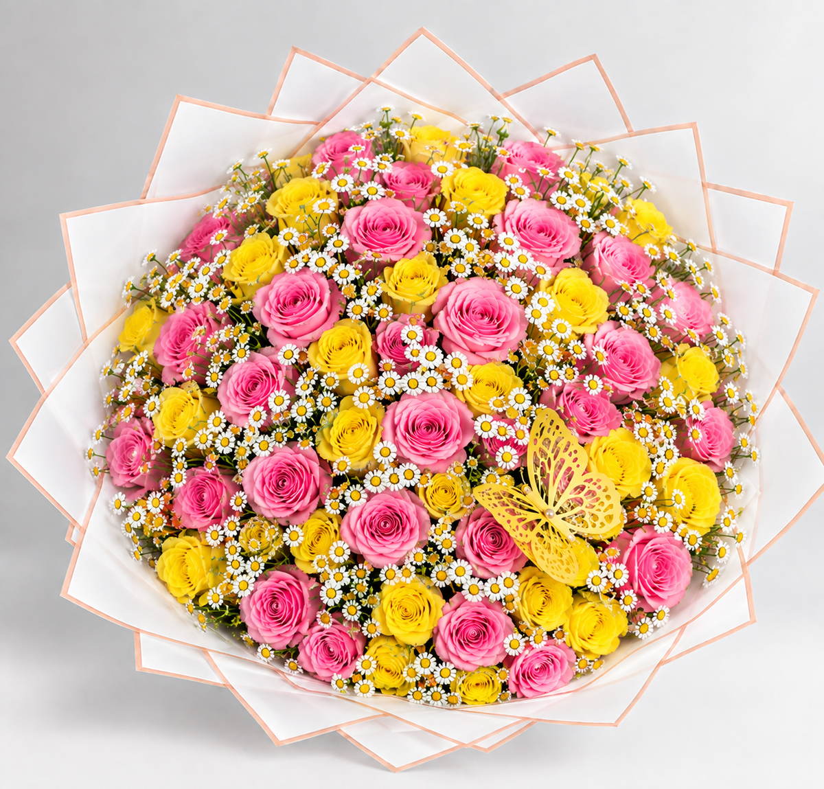 Pink & Sunshine Bouquet - forever roses store 