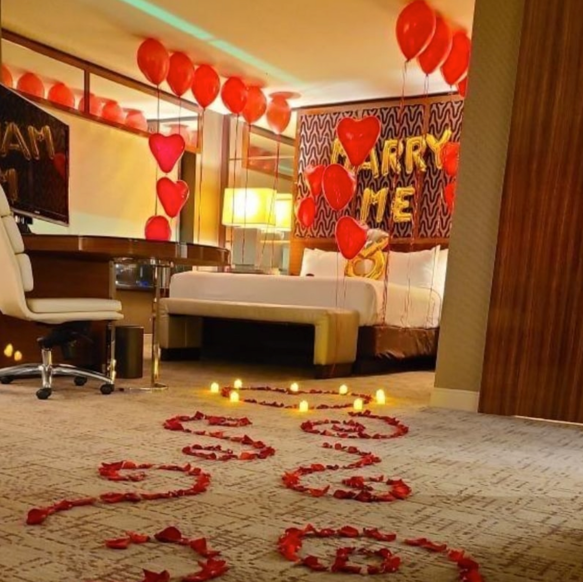 Proposal Room Decoration Gold Package - forever roses store 