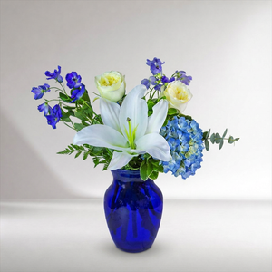 Blue & Ivory Bliss Arrangement - forever roses store 